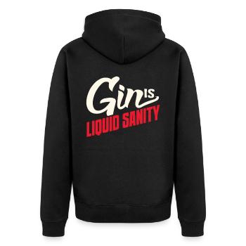 Gin - Unisex Premium Bio Zip Hoodie - Schwarz - Hinten - Nico (187cm)