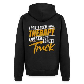 Trucker - Unisex Premium Bio Zip Hoodie - Schwarz - Hinten - Nico (187cm)