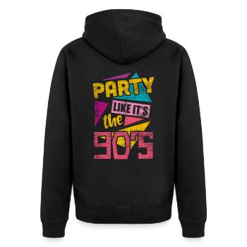 90s Music Party - Unisex Premium Organic Zip Hoodie - black - Back - Nico (187cm)