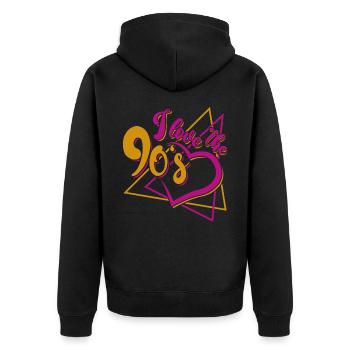J'aime les années 90 - Veste à capuche bio Premium Unisexe - noir - Dos - Nico (187cm)