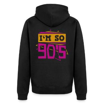 Geboren in den 90er Jahren - Unisex Premium Bio Zip Hoodie - Schwarz - Hinten - Nico (187cm)