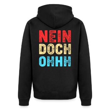 Nein Doch Ohhh Ohh Oh Louis de Funès - Unisex Premium Bio Zip Hoodie - Schwarz - Hinten - Nico (187cm)