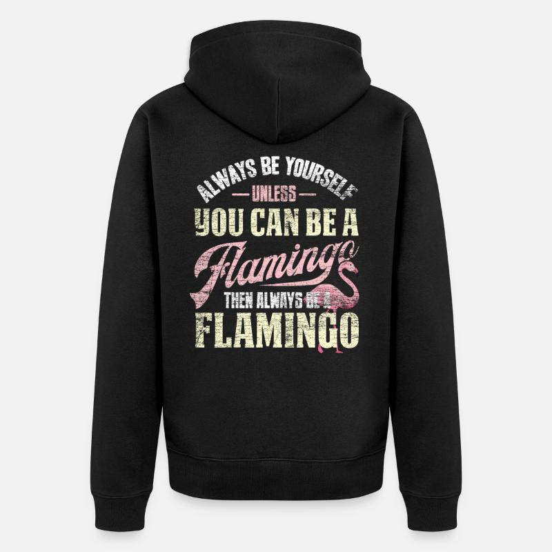 Flamingo - Unisex Premium Bio Zip Hoodie - Schwarz