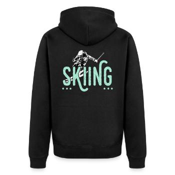 Ski, Skifahrer, Skifahren, Weihnachten - Unisex Premium Bio Zip Hoodie - Schwarz - Hinten - Nico (187cm)