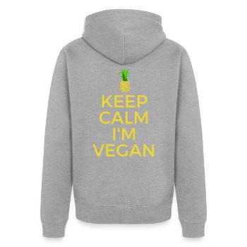 Vegan Veganer Veganerin - Unisex Premium Bio Zip Hoodie - Grau meliert - Hinten - Nico (187cm)