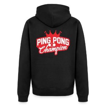 Tischtennis Champion - Unisex Premium Bio Zip Hoodie - Schwarz - Hinten - Nico (187cm)