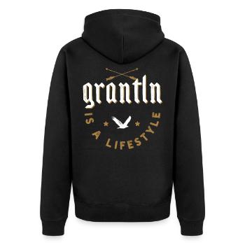 Grantln est un style de vie 12 - Veste à capuche bio Premium Unisexe - noir - Dos - Nico (187cm)