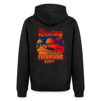 Rudern Ruderer Ruderboot - Unisex Premium Bio Zip Hoodie - Schwarz - Hinten - Nico (187cm)