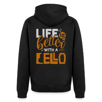 Cello - Unisex Premium Bio Zip Hoodie - Schwarz - Hinten - Nico (187cm)