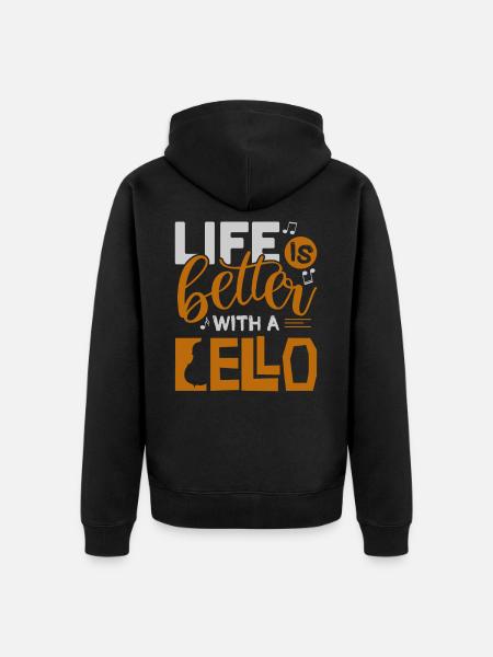 cello - Unisex Premium Organic Zip Hoodie - black