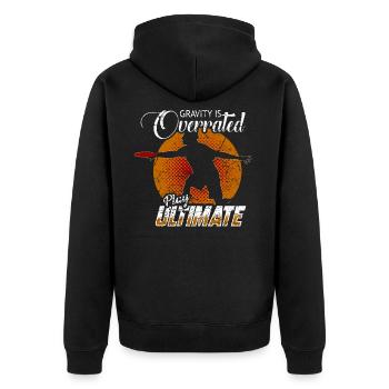 Ultimate Frisbee - Unisex Premium Bio Zip Hoodie - Schwarz - Hinten - Nico (187cm)
