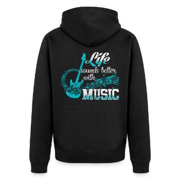 Musik Musiker - Unisex Premium Bio Zip Hoodie - Schwarz - Hinten - Nico (187cm)