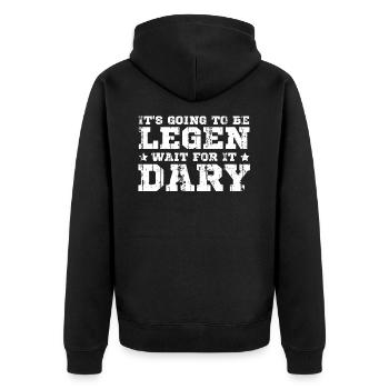 Legendary - Unisex Premium Organic Zip Hoodie - black - Back - Nico (187cm)