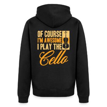 Cello - Unisex Premium Bio Zip Hoodie - Schwarz - Hinten - Nico (187cm)