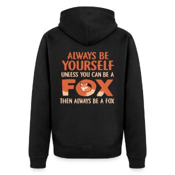 Fuchs - Unisex Premium Bio Zip Hoodie - Schwarz - Hinten - Nico (187cm)