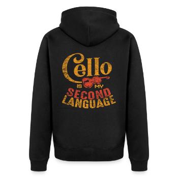 Cello - Unisex Premium Bio Zip Hoodie - Schwarz - Hinten - Nico (187cm)