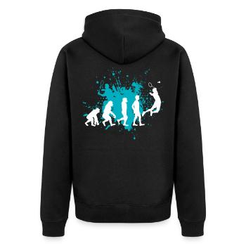 badminton - Unisex Premium Organic Zip Hoodie - black - Back - Nico (187cm)