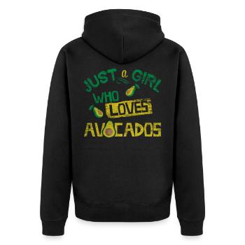 Avocado Mädchen - Unisex Premium Bio Zip Hoodie - Schwarz - Hinten - Nico (187cm)