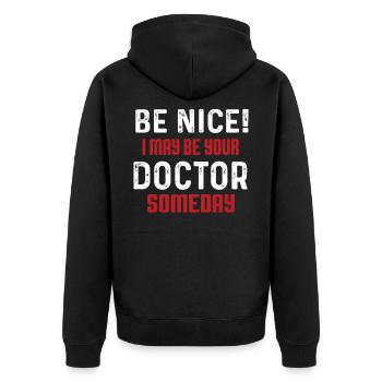 Étudiant en médecine - Veste à capuche bio Premium Unisexe - noir - Dos - Nico (187cm)