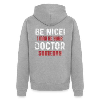 médecin - Veste à capuche bio Premium Unisexe - gris chiné - Dos - Nico (187cm)