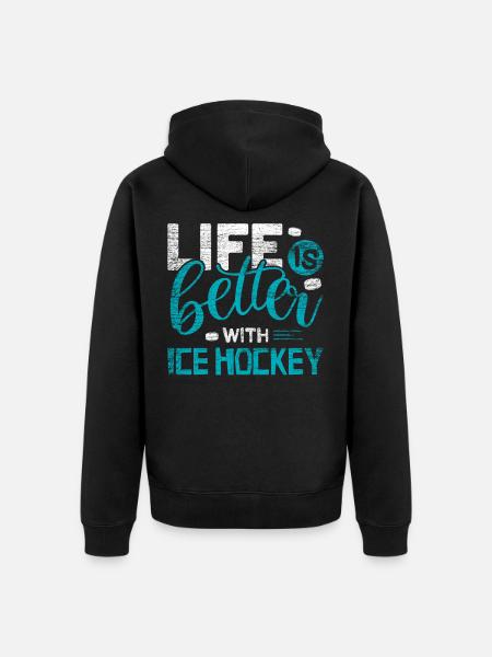 Eishockey - Unisex Premium Bio Zip Hoodie - Schwarz