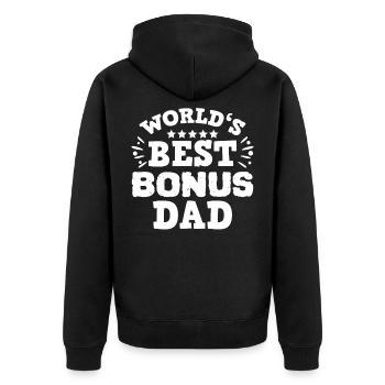 Bonus dad stepfather - Unisex Premium Organic Zip Hoodie - black - Back - Nico (187cm)