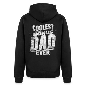 Stepfather bonus dad - Unisex Premium Organic Zip Hoodie - black - Back - Nico (187cm)