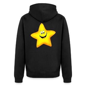 Stern lächelnd - Unisex Premium Bio Zip Hoodie - Schwarz - Hinten - Nico (187cm)
