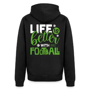 Soccer - Unisex Premium Organic Zip Hoodie - black - Back - Nico (187cm)