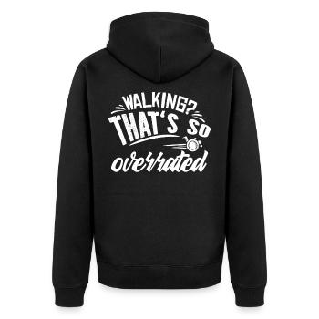 Rollstuhl - Unisex Premium Bio Zip Hoodie - Schwarz - Hinten - Nico (187cm)
