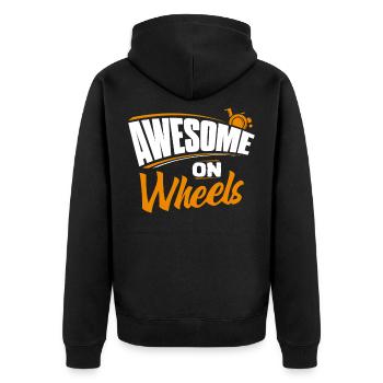 Rollstuhl - Unisex Premium Bio Zip Hoodie - Schwarz - Hinten - Nico (187cm)