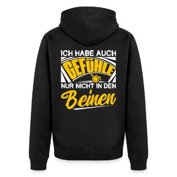 Querschnittsgelähmt Rollstuhl - Unisex Premium Bio Zip Hoodie - Schwarz - Hinten - Nico (187cm)