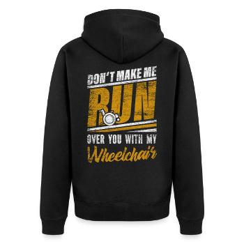 Rollstuhl - Unisex Premium Bio Zip Hoodie - Schwarz - Hinten - Nico (187cm)