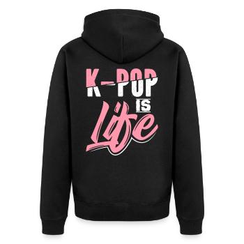 K-Pop - Unisex Premium Bio Zip Hoodie - Schwarz - Hinten - Nico (187cm)