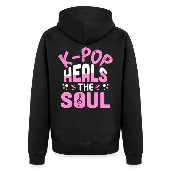 K-Pop - Unisex Premium Bio Zip Hoodie - Schwarz - Hinten - Nico (187cm)