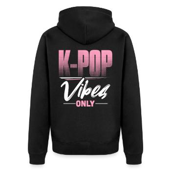 K-Pop - Unisex Premium Bio Zip Hoodie - Schwarz - Hinten - Nico (187cm)