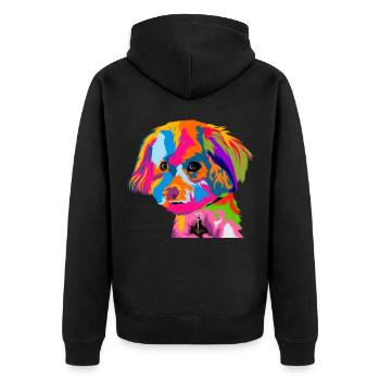 Bolonka Hund Hunderasse - Unisex Premium Bio Zip Hoodie - Schwarz - Hinten - Nico (187cm)