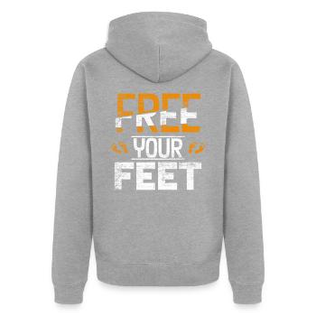 Pieds nus - Veste à capuche bio Premium Unisexe - gris chiné - Dos - Nico (187cm)