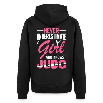 Fille de judo - Veste à capuche bio Premium Unisexe - noir - Dos - Nico (187cm)