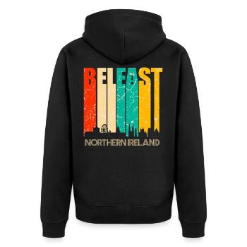 Belfast - Unisex Premium Bio Zip Hoodie - Schwarz - Hinten - Nico (187cm)