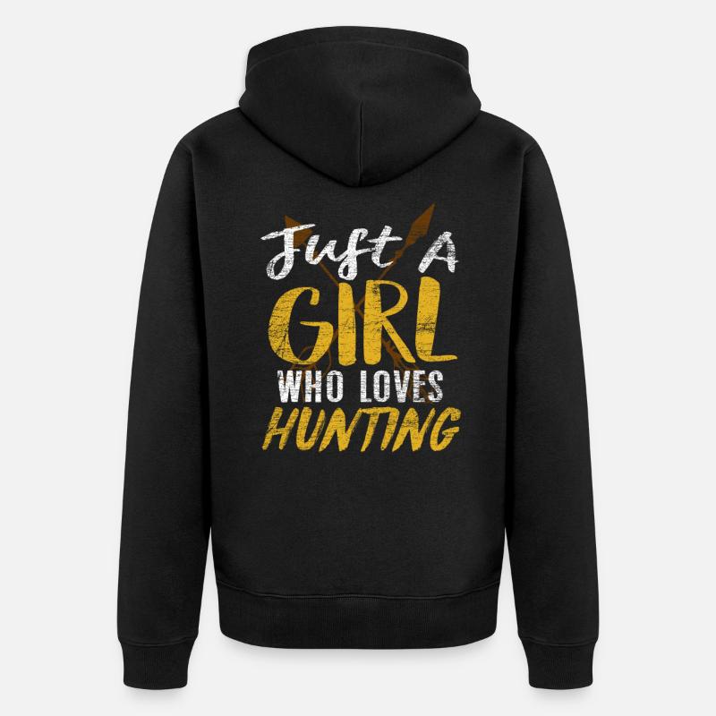 Jagd Mädchen Jägerin - Unisex Premium Bio Zip Hoodie - Schwarz