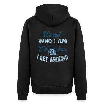 Rollstuhl - Unisex Premium Bio Zip Hoodie - Schwarz - Hinten - Nico (187cm)