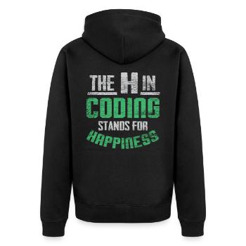 Programmieren - Unisex Premium Bio Zip Hoodie - Schwarz - Hinten - Nico (187cm)