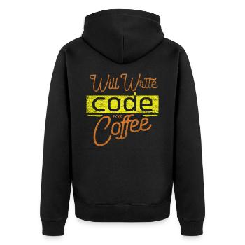 Programmieren - Unisex Premium Bio Zip Hoodie - Schwarz - Hinten - Nico (187cm)