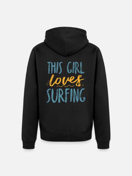 Surfergirl Surfer Mädchen - Unisex Premium Bio Zip Hoodie - Schwarz