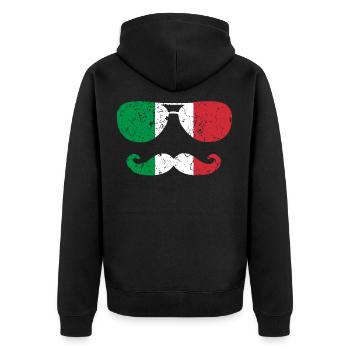 Italien Italiener Sonnenbrille - Unisex Premium Bio Zip Hoodie - Schwarz - Hinten - Nico (187cm)