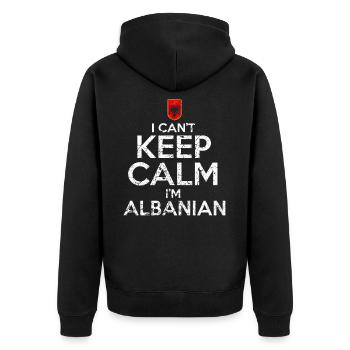 Albaner - Unisex Premium Bio Zip Hoodie - Schwarz - Hinten - Nico (187cm)