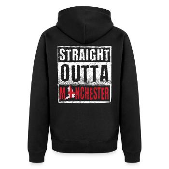 Straight Outta Manchester - Veste à capuche bio Premium Unisexe - noir - Dos - Nico (187cm)