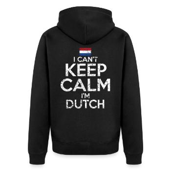Niederländer Niederlande Lustiger Spruch - Unisex Premium Bio Zip Hoodie - Schwarz - Hinten - Nico (187cm)