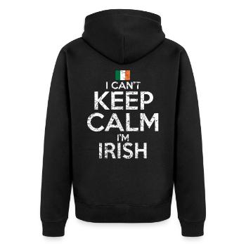 Irland Ire Lustig - Unisex Premium Bio Zip Hoodie - Schwarz - Hinten - Nico (187cm)